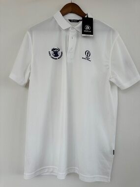 Abacus Men's White Polo with Embroidered Chest Logos